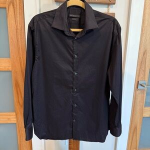 John Varvatos Classic Black Cotton Stretch Dress Shirt Men 16 32/33 Slim Fit EUC